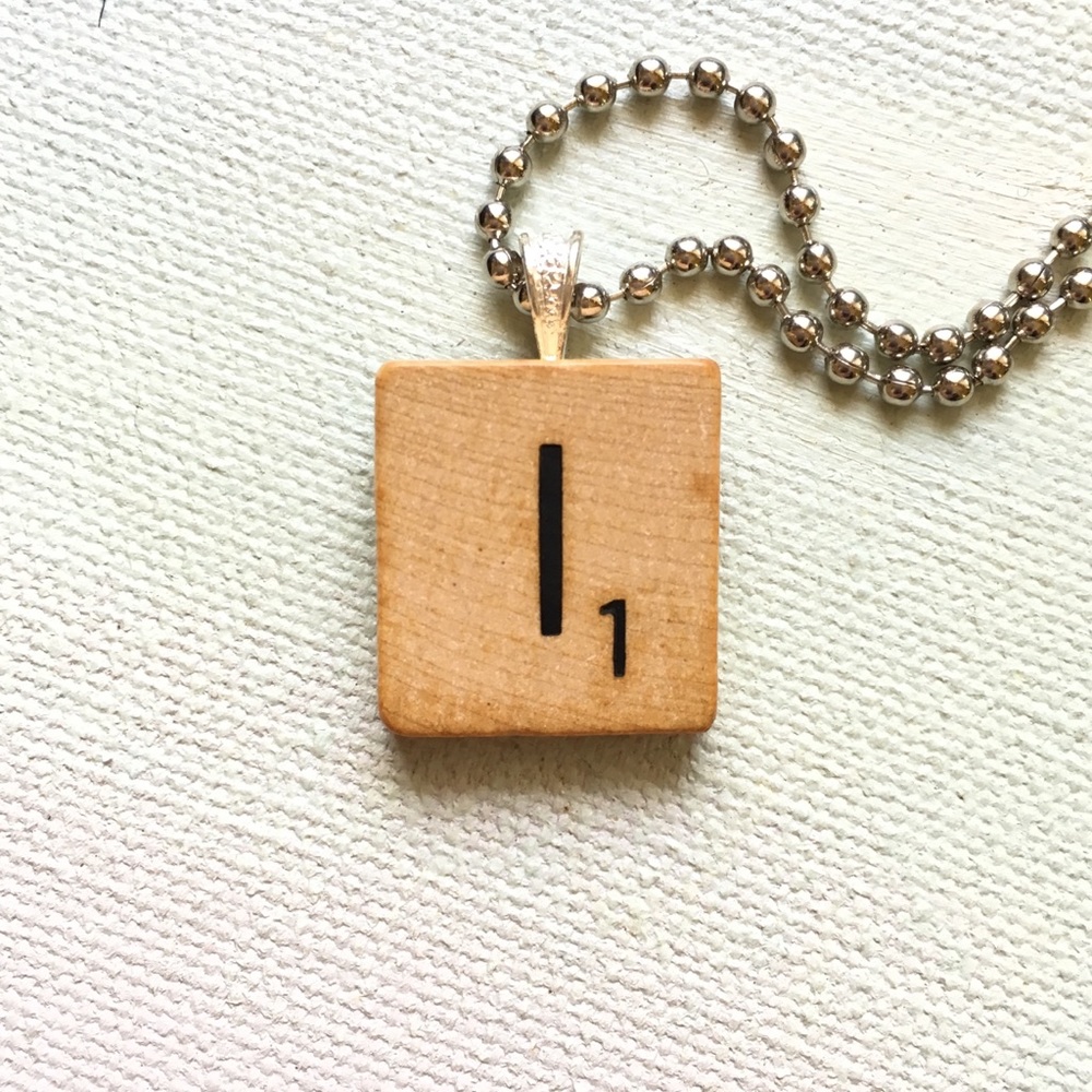 1953 “I” Scrabble® Tile Initial Pendant Necklace